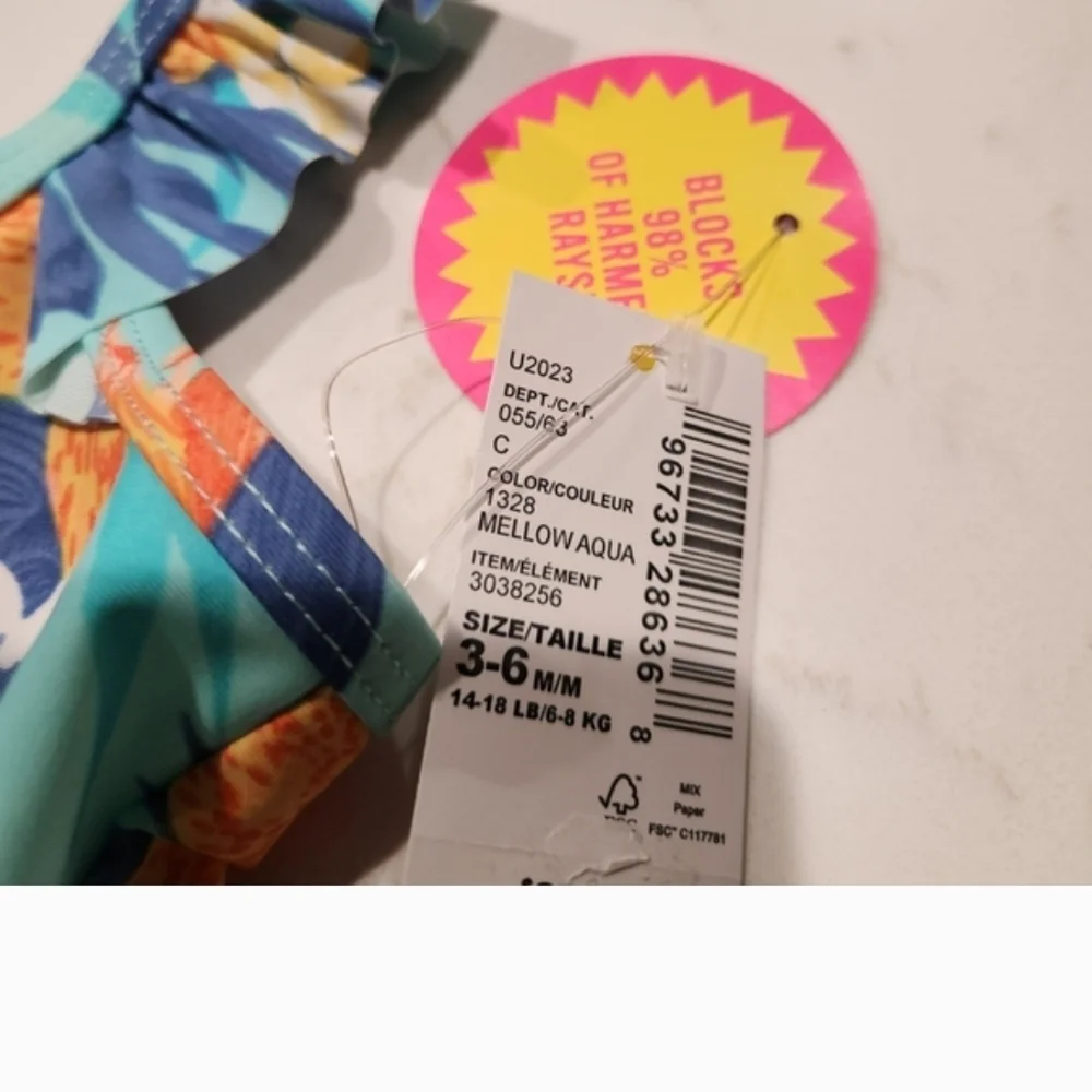 :The Children’s Place Girls Tropical One Piece Swimsuit with Matching Headband